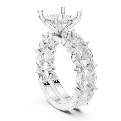 Cushion Lab Grown Diamond Side-Stone Engagement Ring