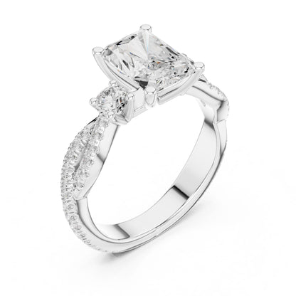 Cushion Lab Grown Diamond Side-Stone Engagement Ring