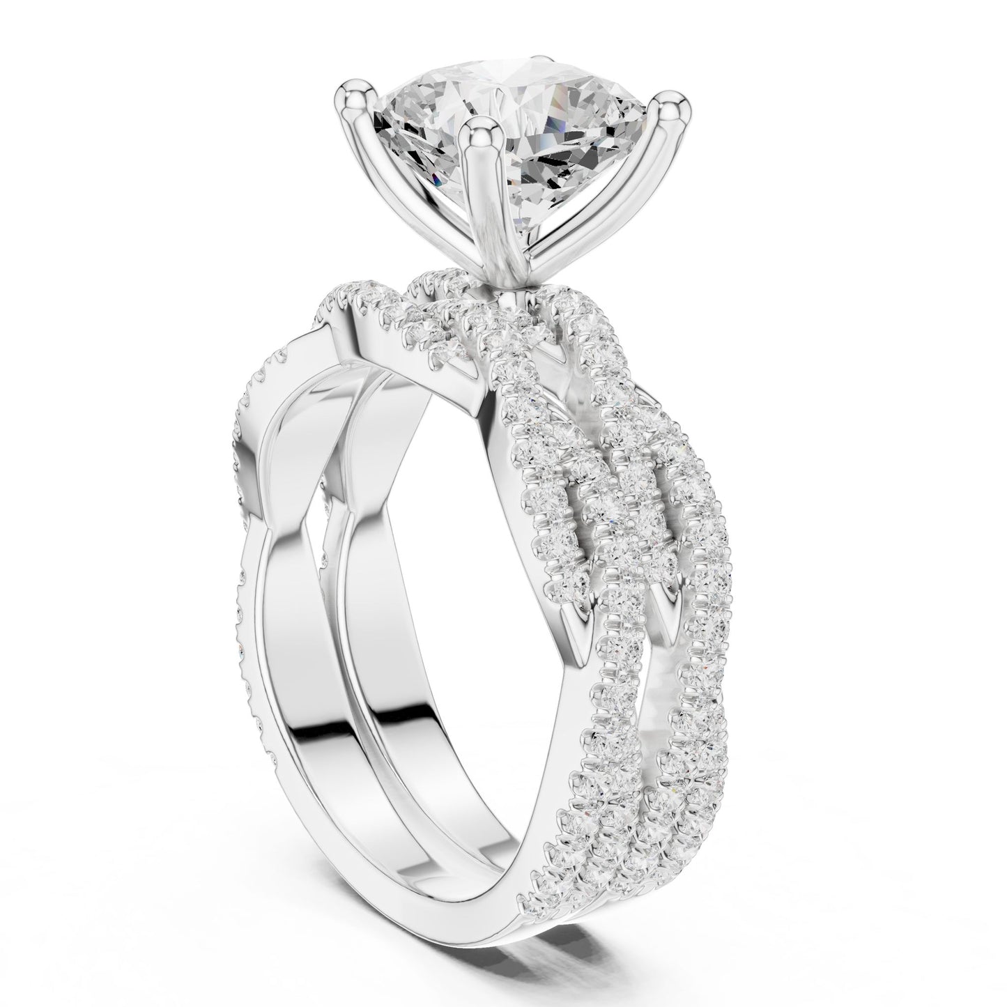Cushion Lab Grown Diamond Side-Stone Engagement Ring
