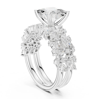 Cushion Lab Grown Diamond Side-Stone Engagement Ring