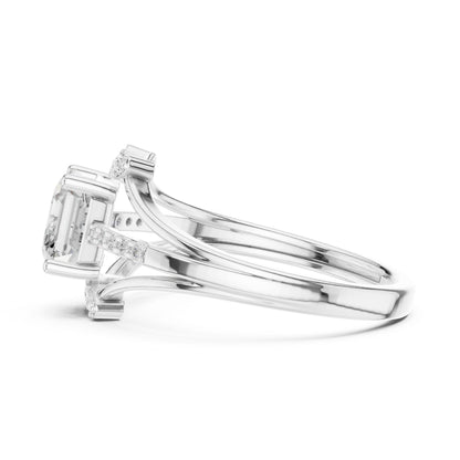 Cushion Lab Grown Diamond Side-Stone Engagement Ring