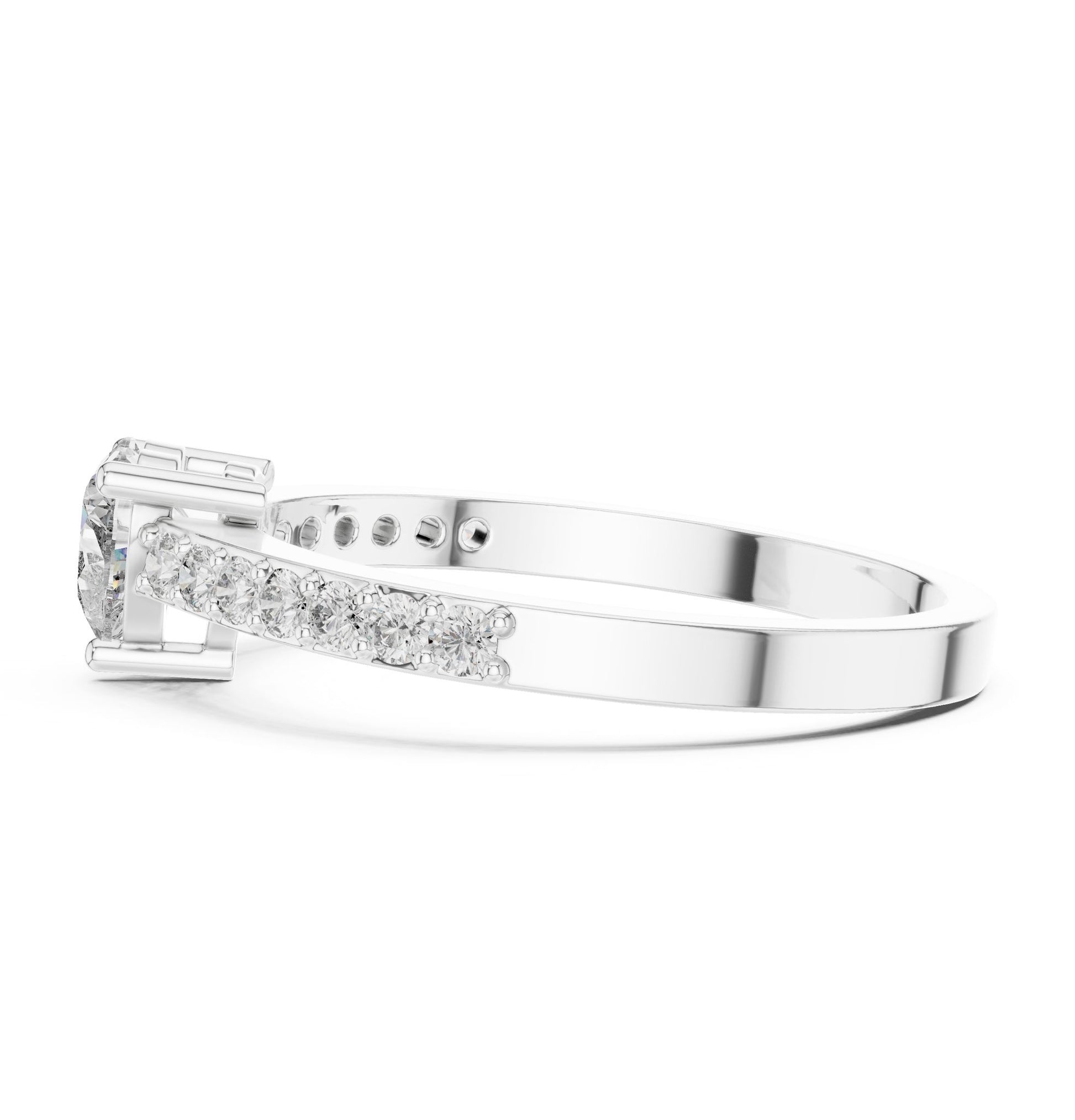 Cushion Lab Grown Diamond Side-Stone Engagement Ring