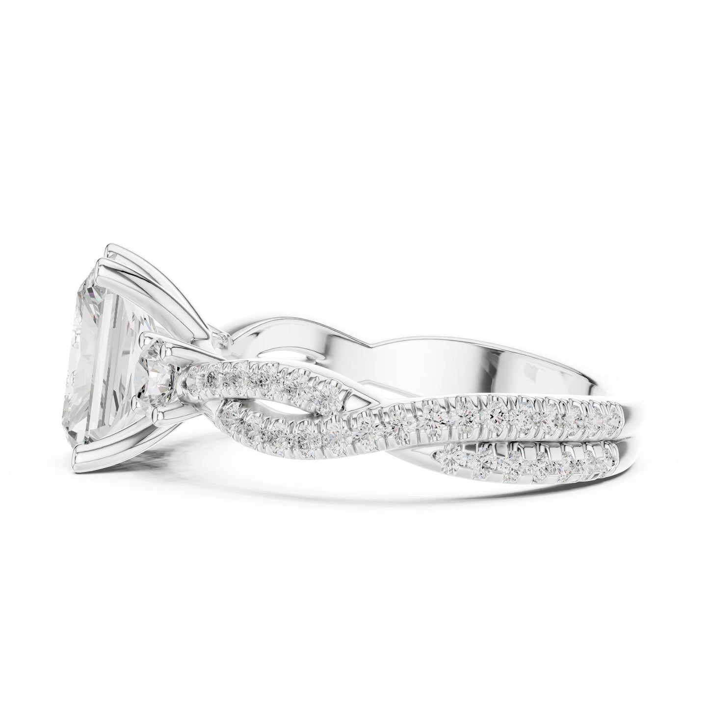 Cushion Lab Grown Diamond Side-Stone Engagement Ring