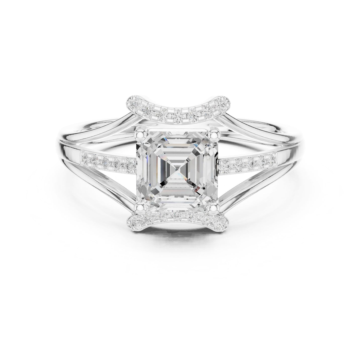 Cushion Lab Grown Diamond Side-Stone Engagement Ring
