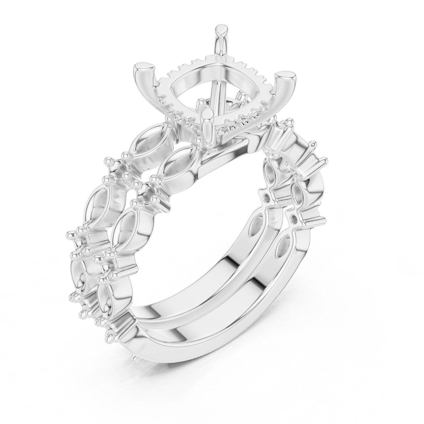 Cushion Lab Grown Diamond Side-Stone Engagement Ring