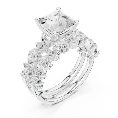 Cushion Lab Grown Diamond Side-Stone Engagement Ring