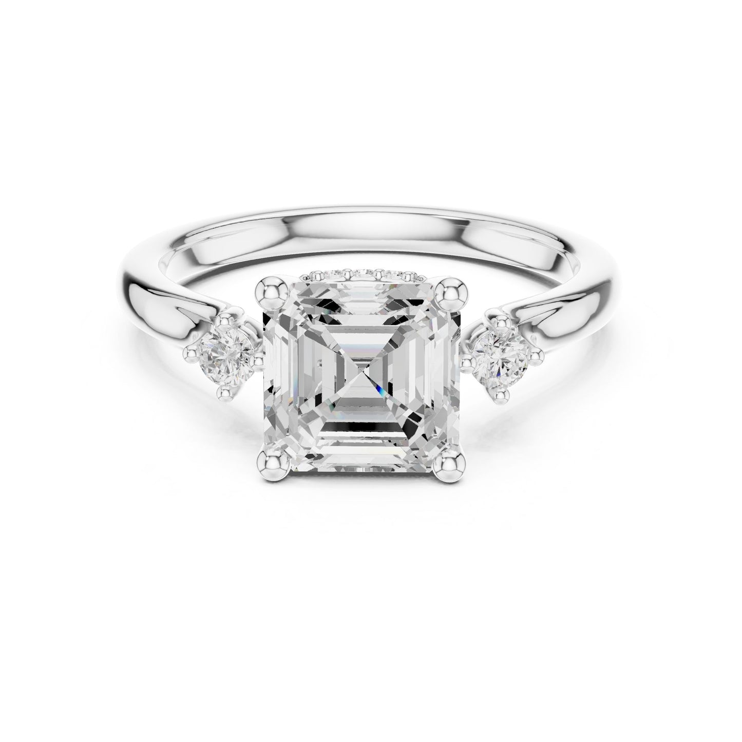 Cushion Lab Grown Diamond Side-Stone Engagement Ring