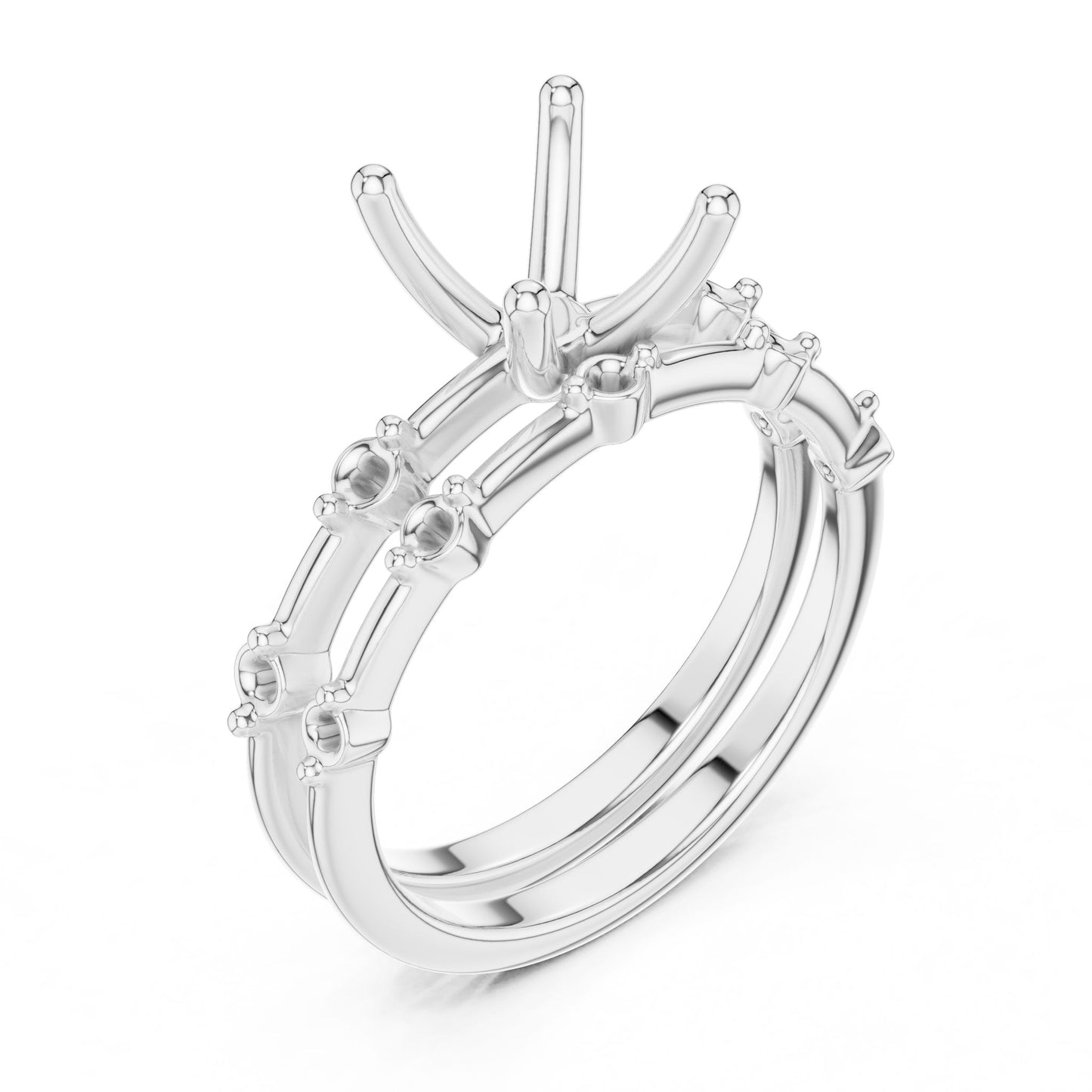 Cushion Lab Grown Diamond Side-Stone Engagement Ring
