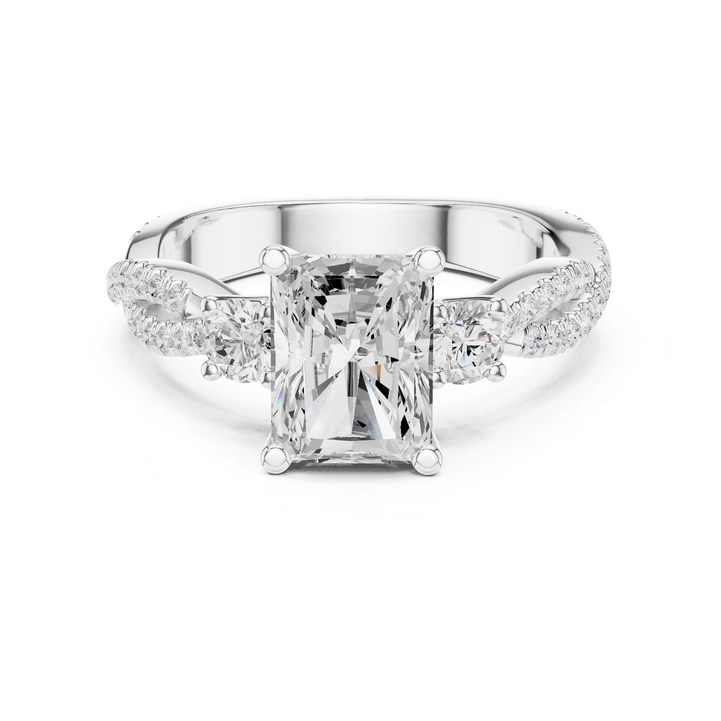 Cushion Lab Grown Diamond Side-Stone Engagement Ring