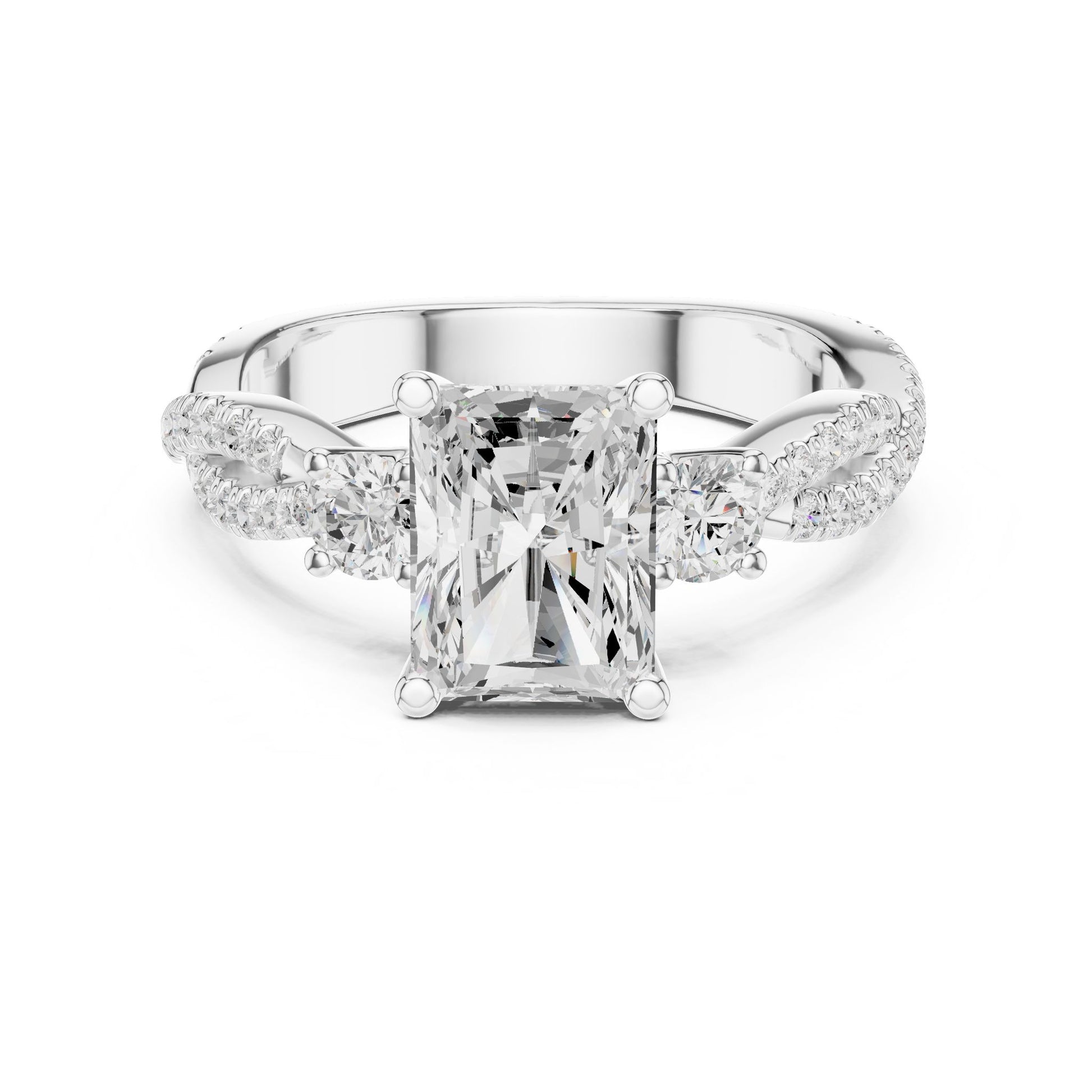 Cushion Lab Grown Diamond Side-Stone Engagement Ring