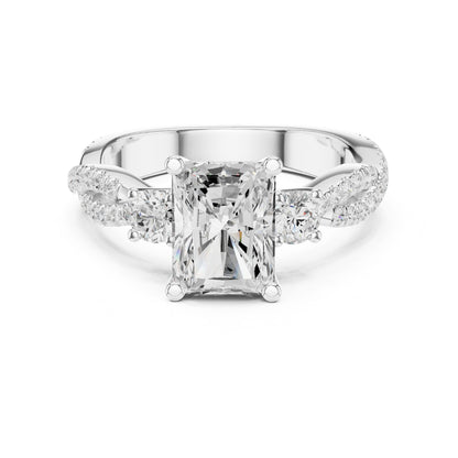 Cushion Lab Grown Diamond Side-Stone Engagement Ring