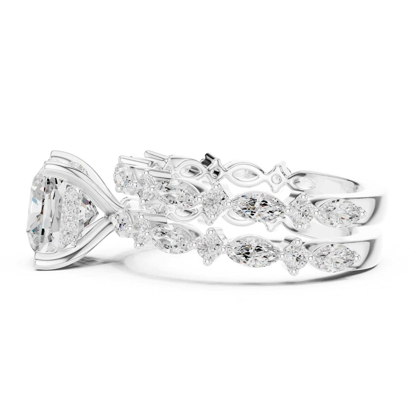 Cushion Lab Grown Diamond Side-Stone Engagement Ring