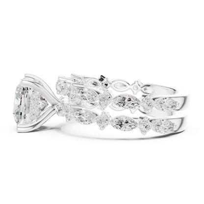 Cushion Lab Grown Diamond Side-Stone Engagement Ring