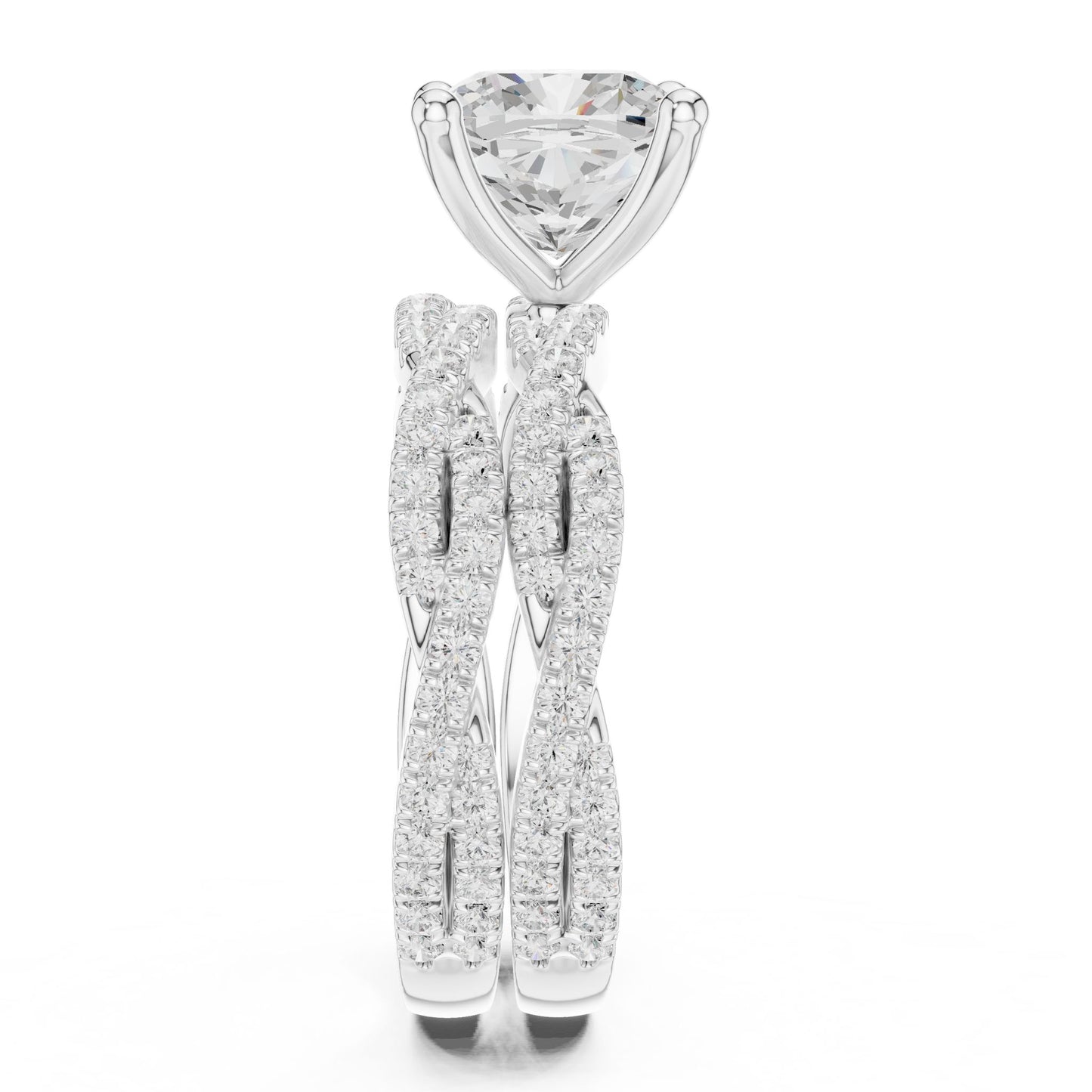 Cushion Lab Grown Diamond Side-Stone Engagement Ring