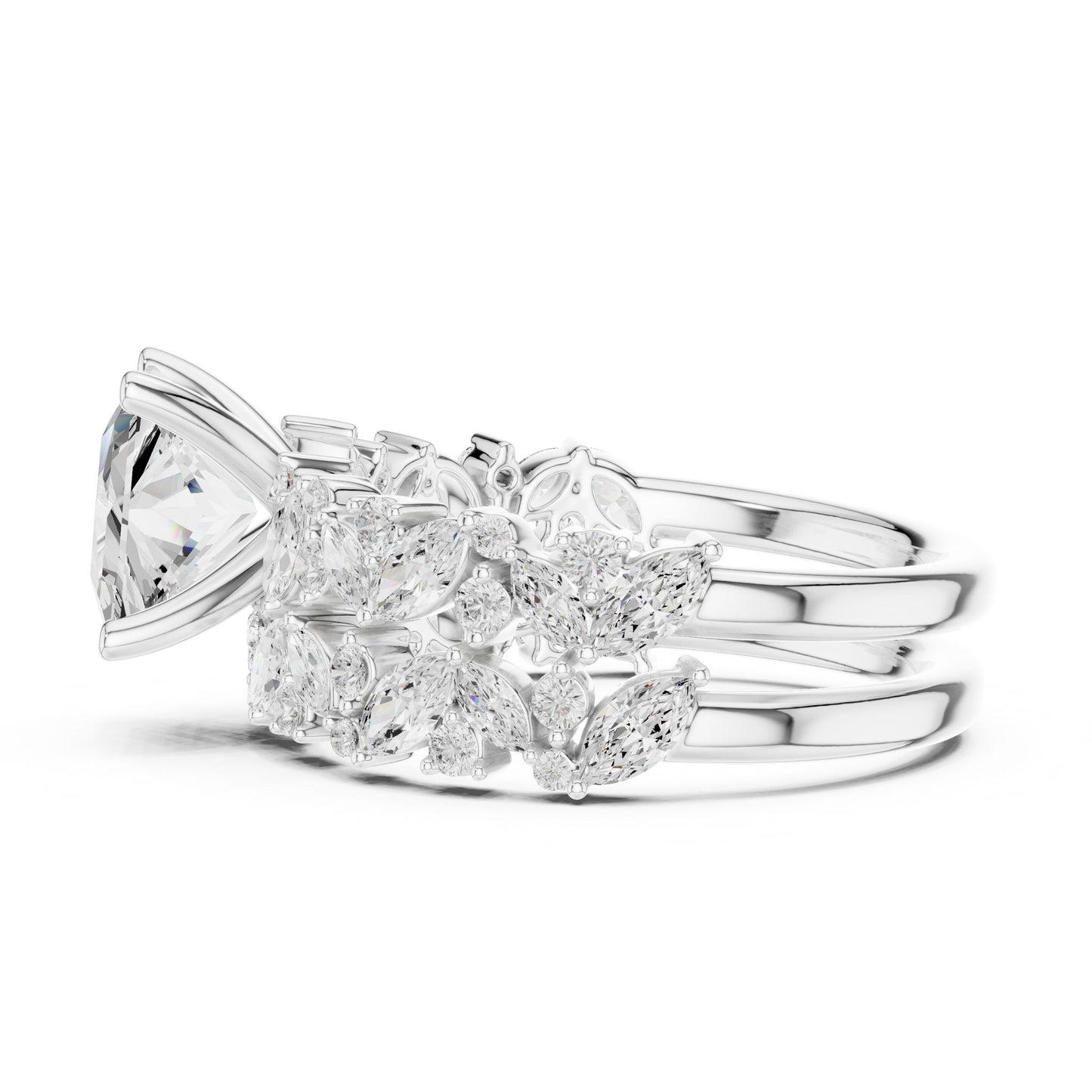 Cushion Lab Grown Diamond Side-Stone Engagement Ring