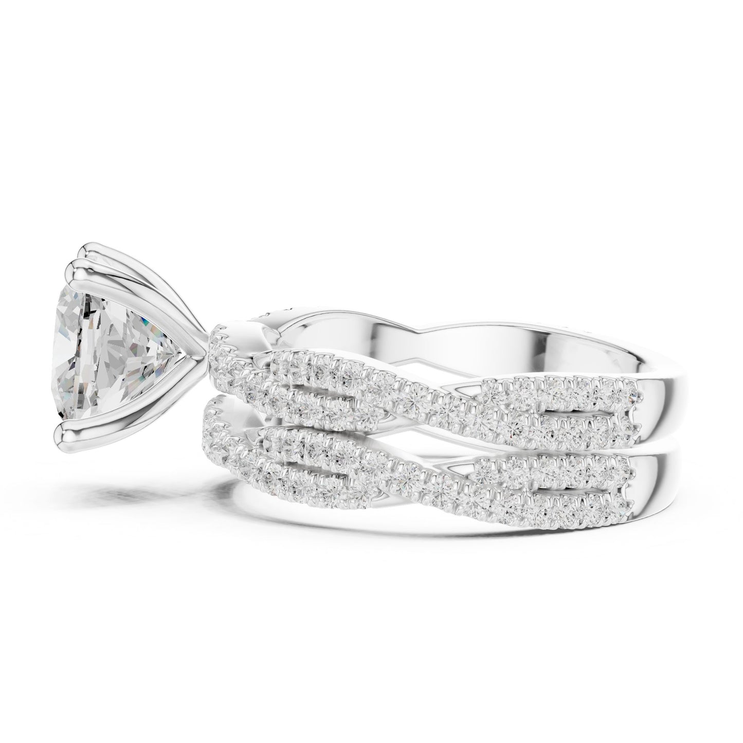 Cushion Lab Grown Diamond Side-Stone Engagement Ring