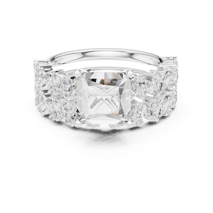 Cushion Lab Grown Diamond Side-Stone Engagement Ring