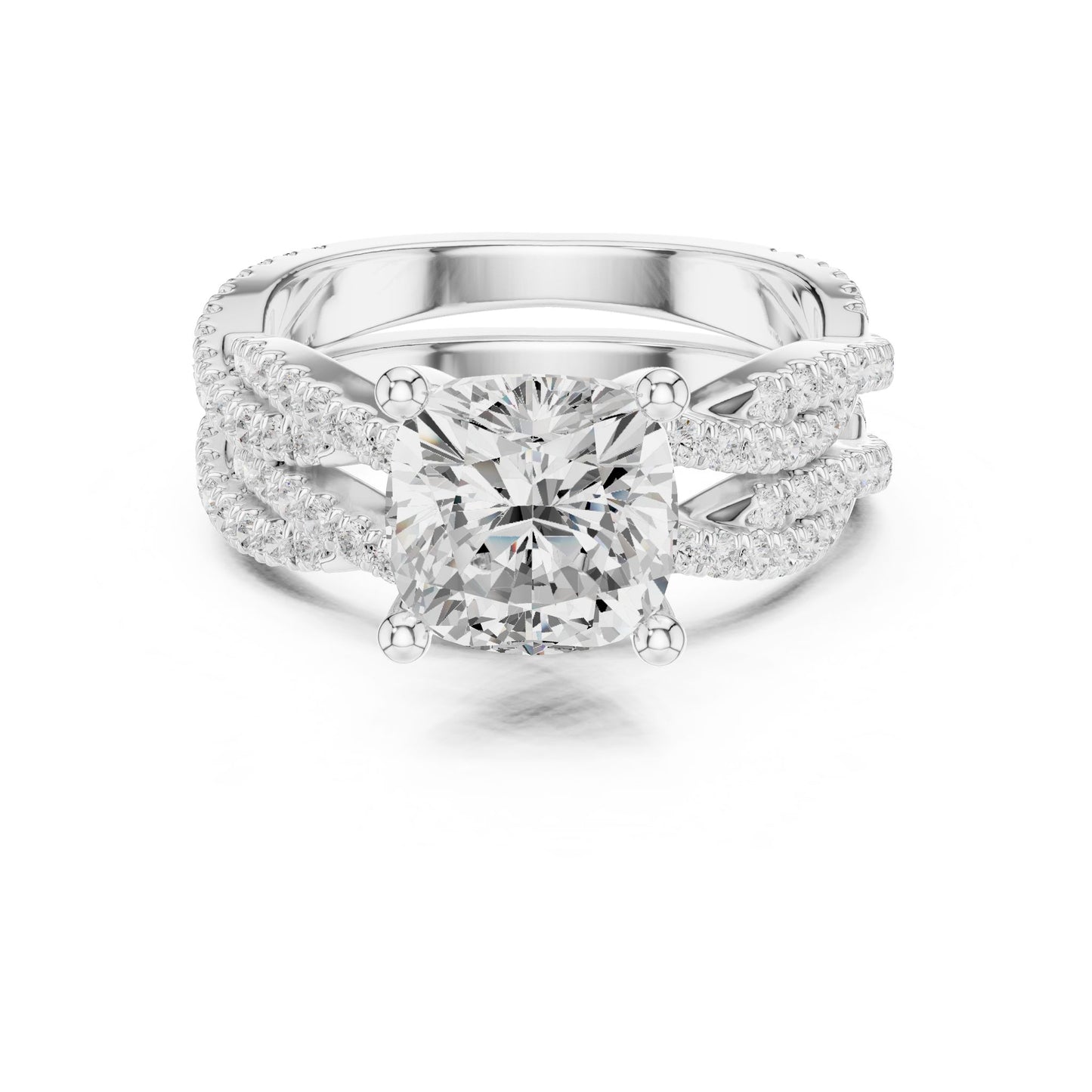 Cushion Lab Grown Diamond Side-Stone Engagement Ring