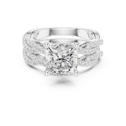 Cushion Lab Grown Diamond Side-Stone Engagement Ring