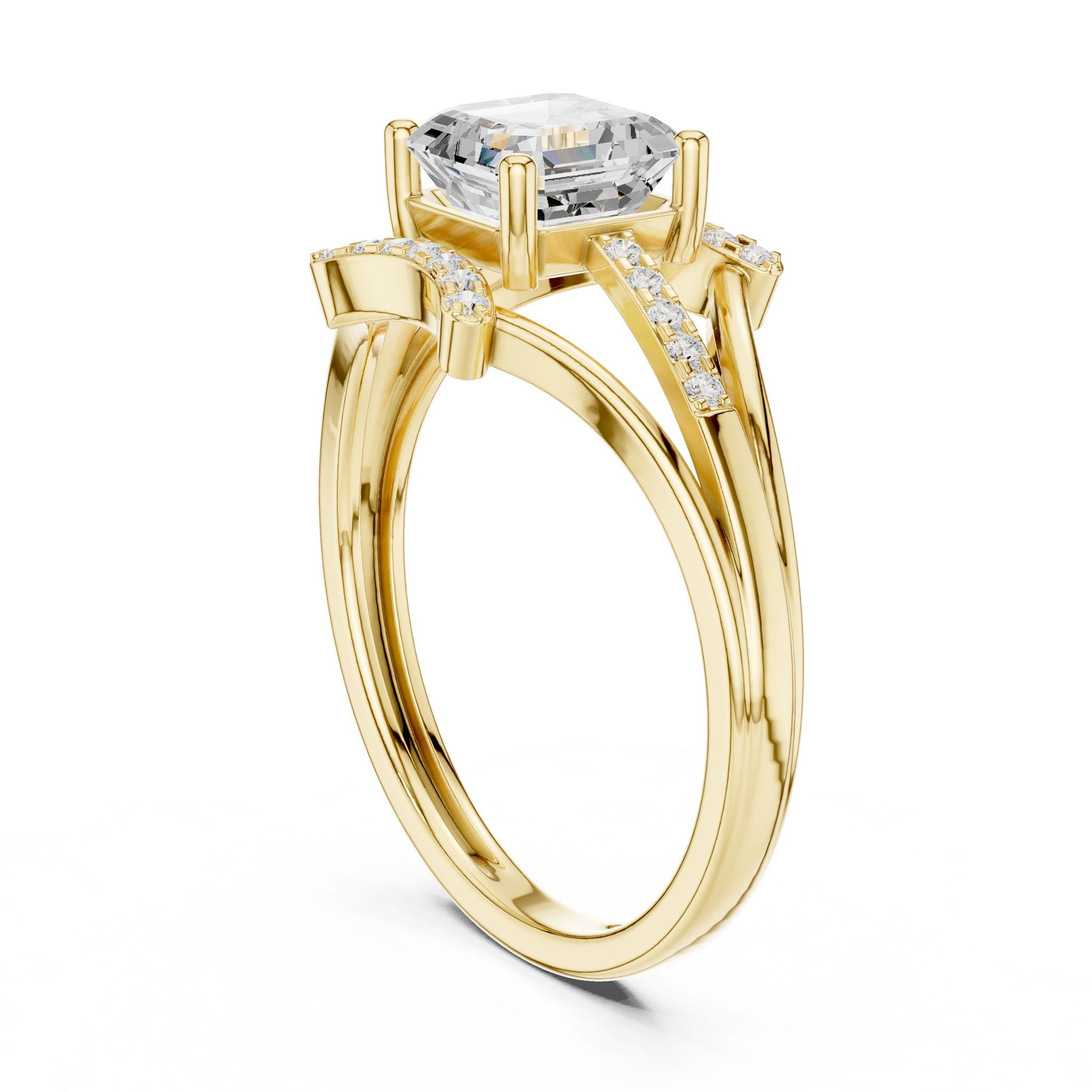 Cushion Lab Grown Diamond Side-Stone Engagement Ring