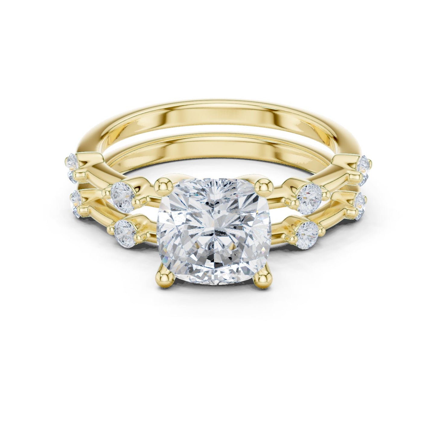 Cushion Lab Grown Diamond Side-Stone Engagement Ring