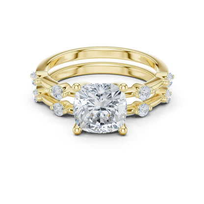 Cushion Lab Grown Diamond Side-Stone Engagement Ring