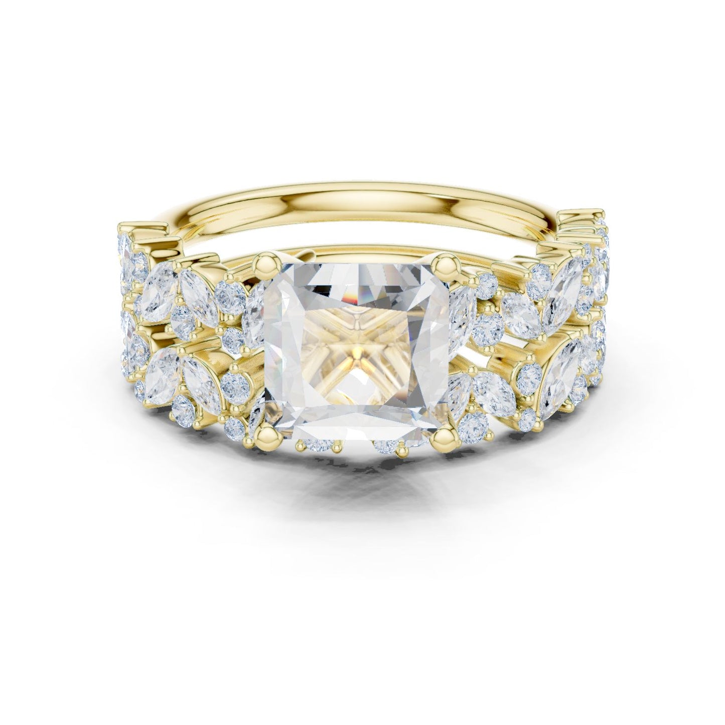 Cushion Lab Grown Diamond Side-Stone Engagement Ring