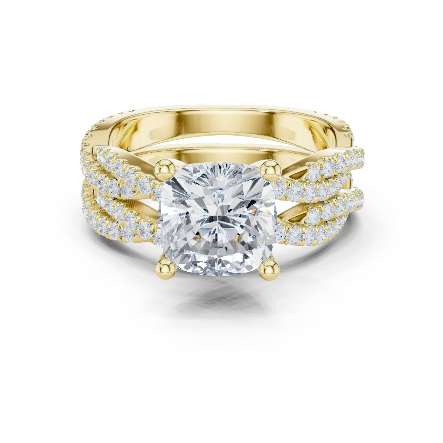 Cushion Lab Grown Diamond Side-Stone Engagement Ring