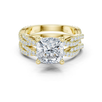 Cushion Lab Grown Diamond Side-Stone Engagement Ring