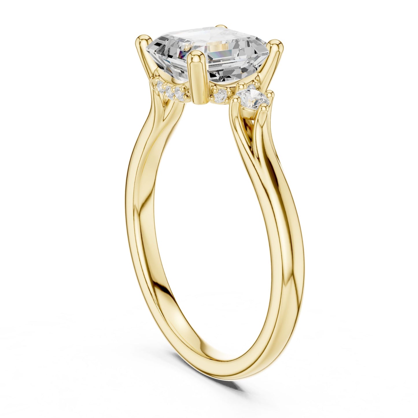 Cushion Lab Grown Diamond Side-Stone Engagement Ring