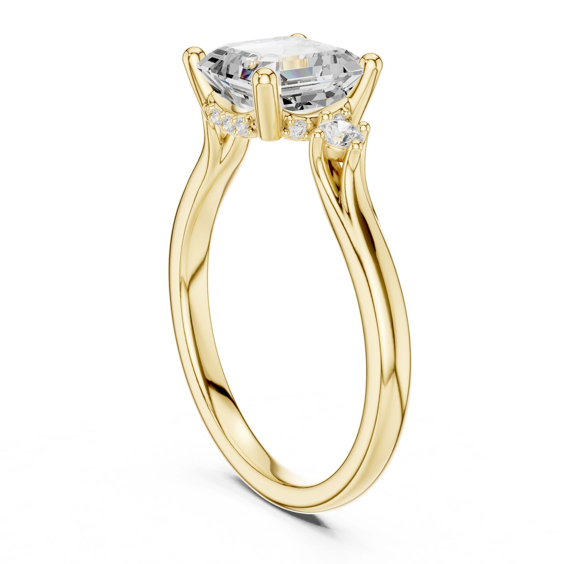 Cushion Lab Grown Diamond Side-Stone Engagement Ring
