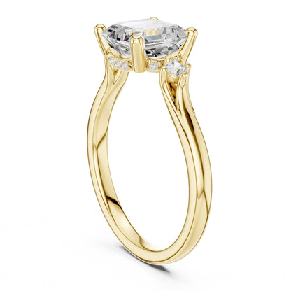 Cushion Lab Grown Diamond Side-Stone Engagement Ring