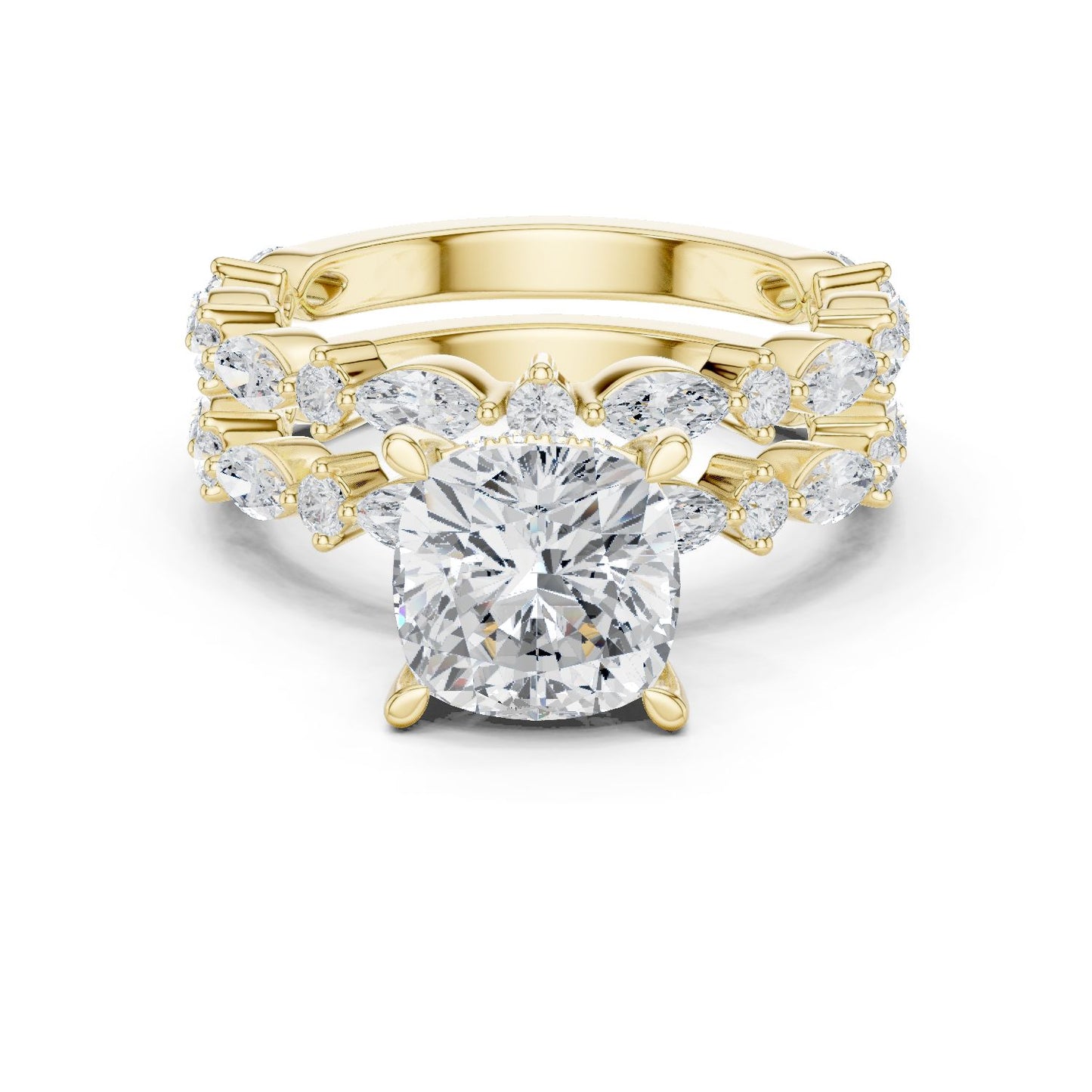 Cushion Lab Grown Diamond Side-Stone Engagement Ring