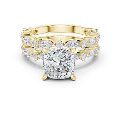 Cushion Lab Grown Diamond Side-Stone Engagement Ring