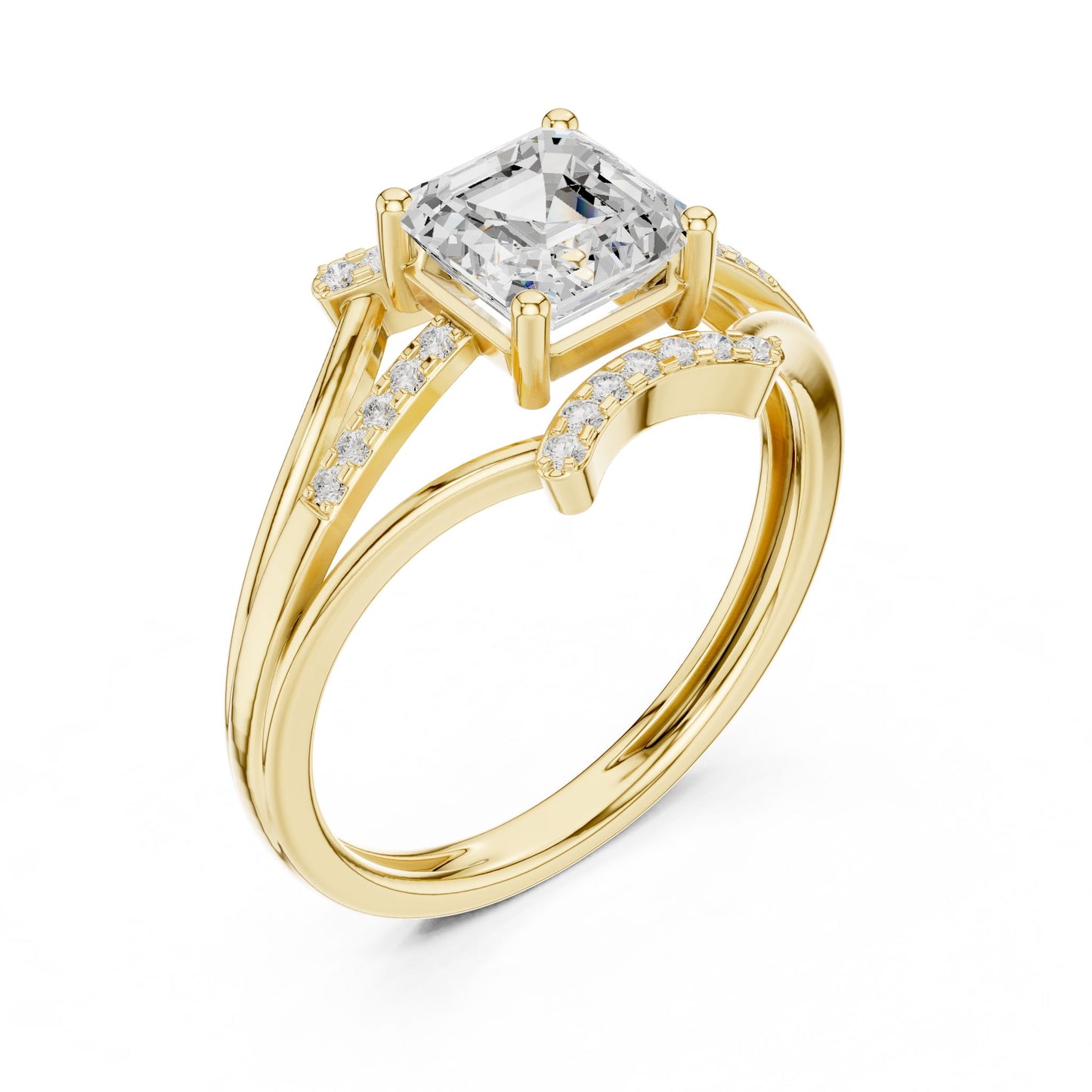 Cushion Lab Grown Diamond Side-Stone Engagement Ring