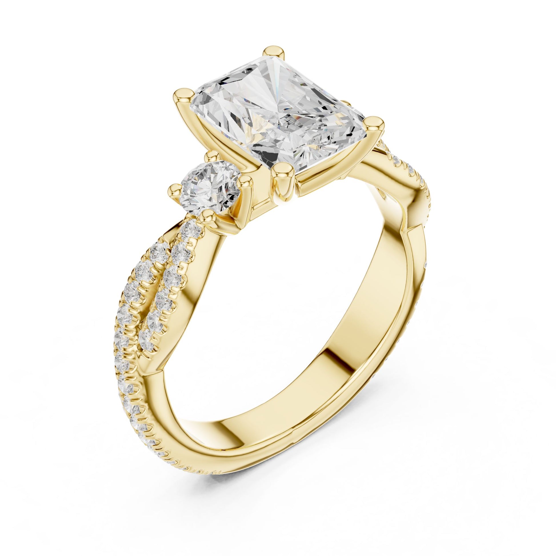 Cushion Lab Grown Diamond Side-Stone Engagement Ring