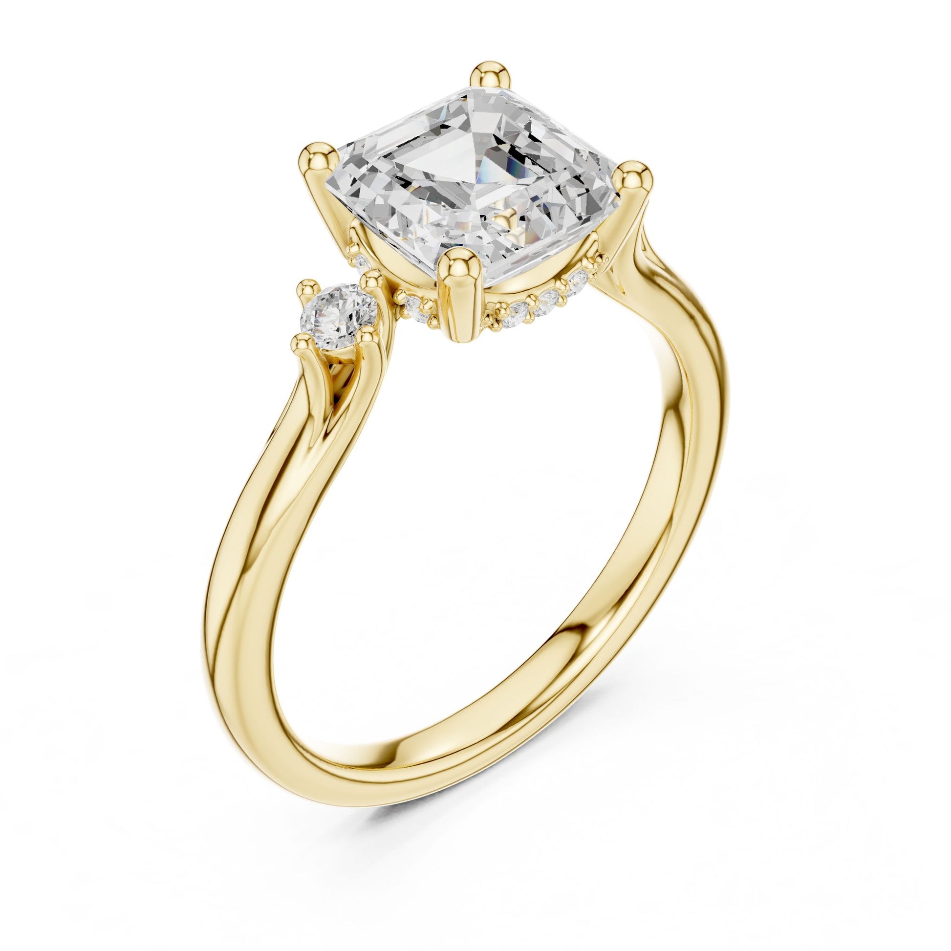 Cushion Lab Grown Diamond Side-Stone Engagement Ring