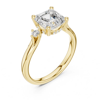 Cushion Lab Grown Diamond Side-Stone Engagement Ring