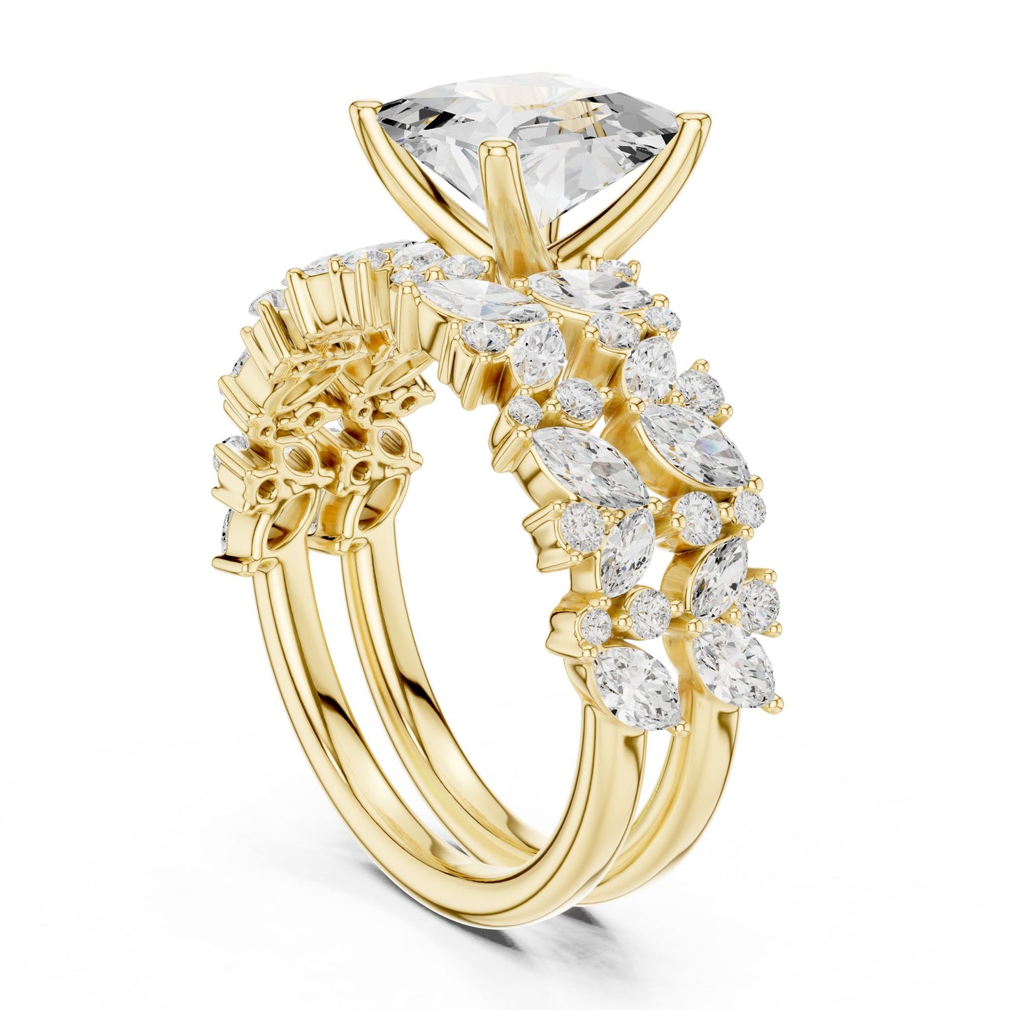 Cushion Lab Grown Diamond Side-Stone Engagement Ring