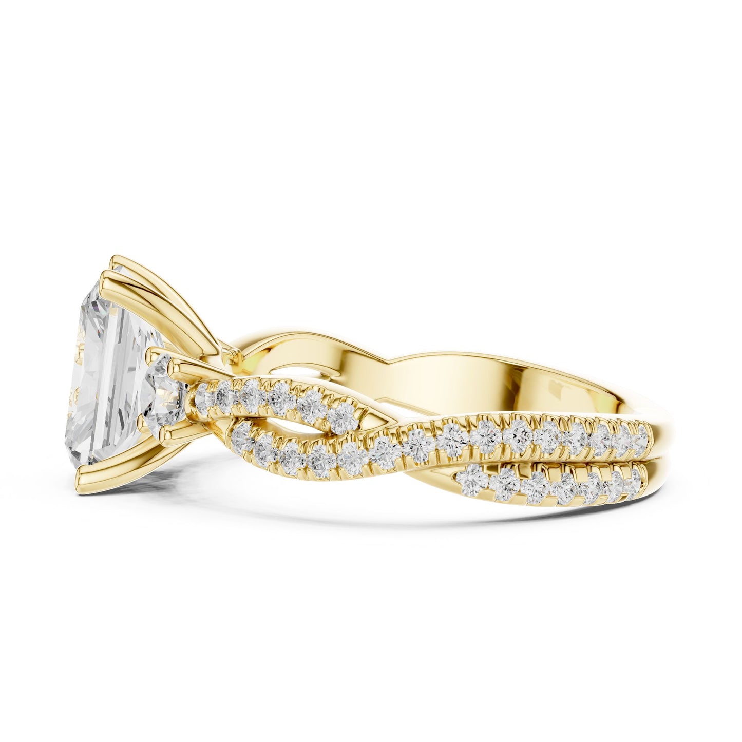 Cushion Lab Grown Diamond Side-Stone Engagement Ring