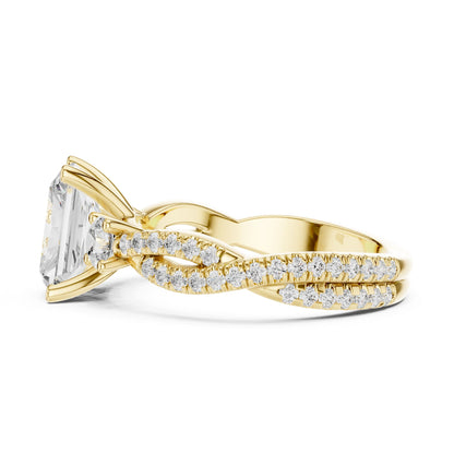 Cushion Lab Grown Diamond Side-Stone Engagement Ring