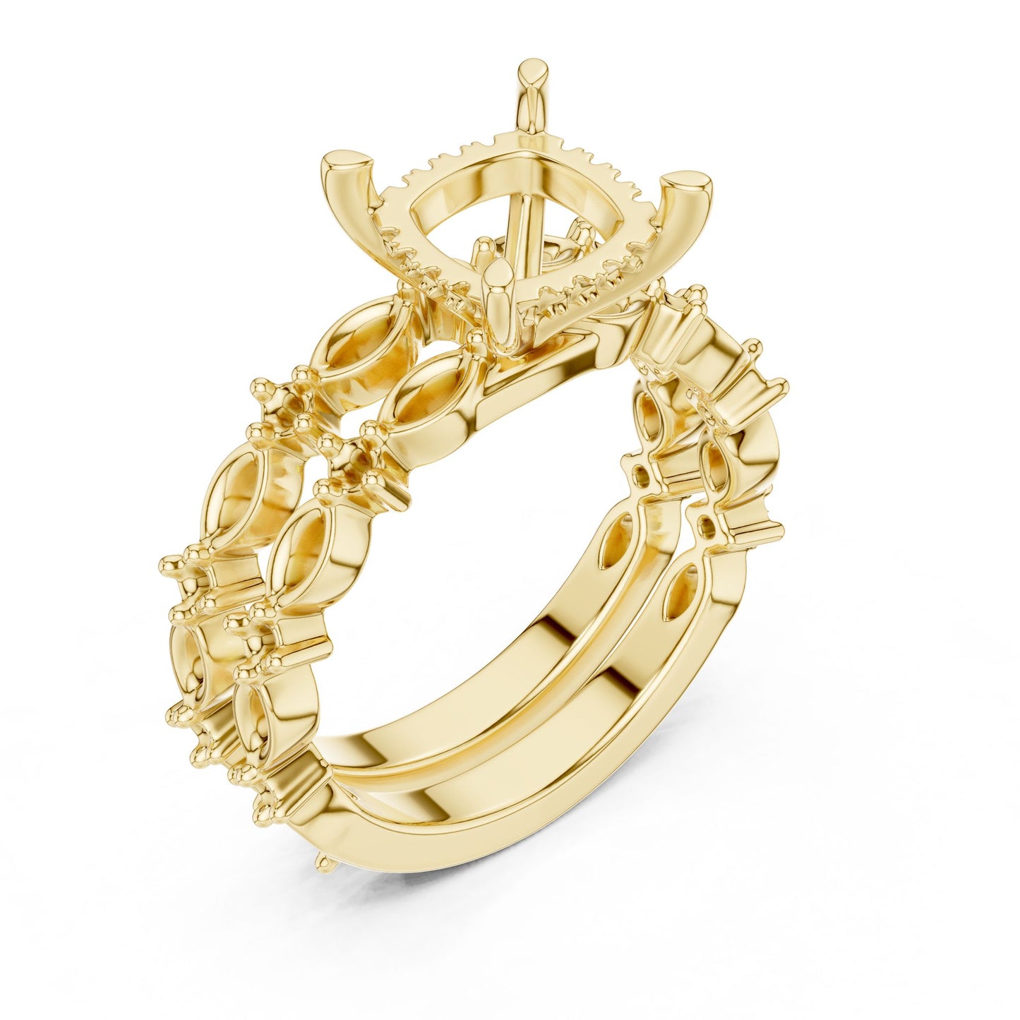 Cushion Lab Grown Diamond Side-Stone Engagement Ring
