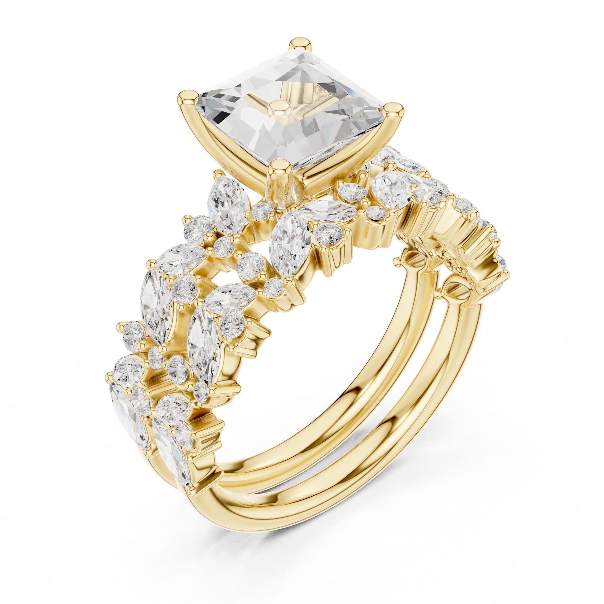 Cushion Lab Grown Diamond Side-Stone Engagement Ring