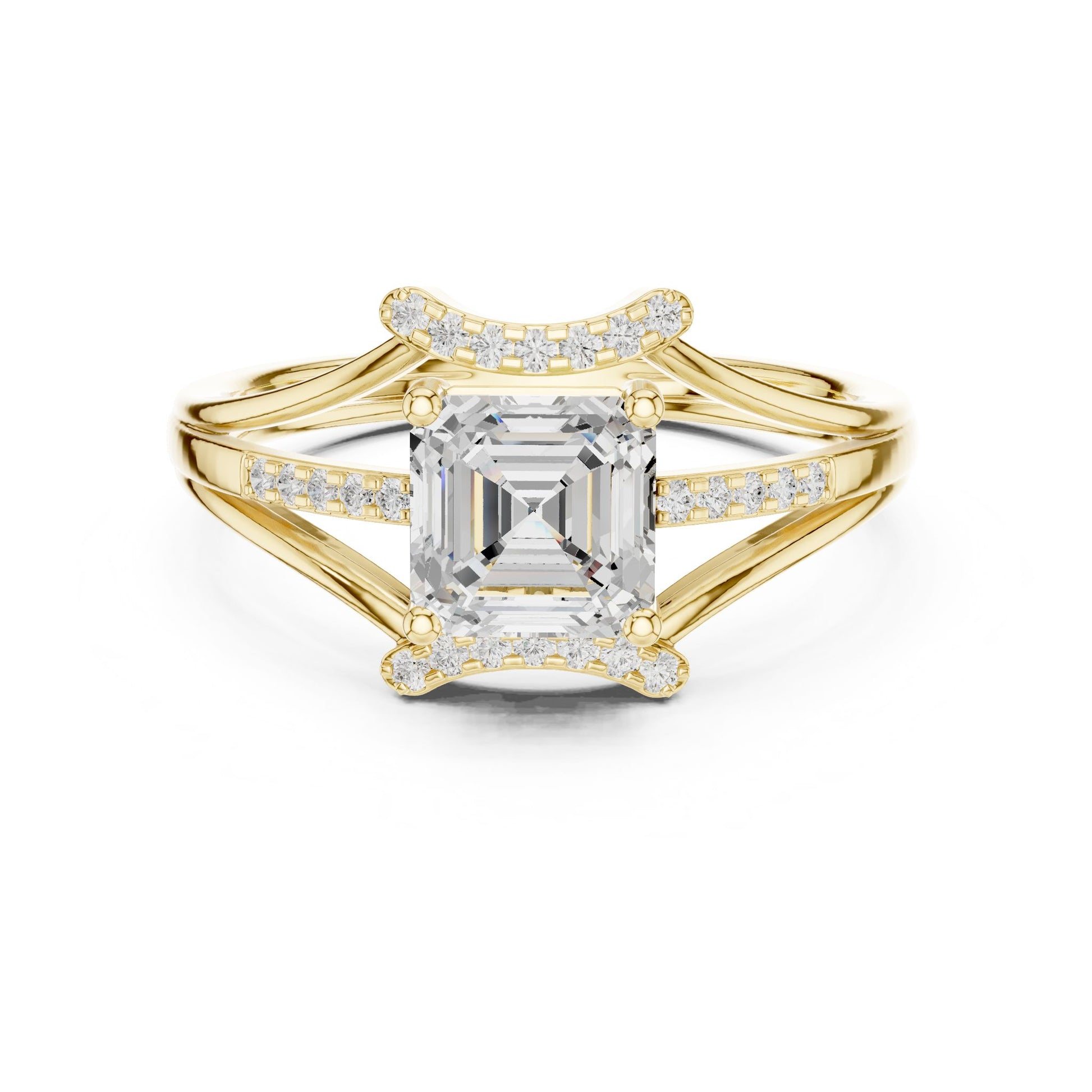Cushion Lab Grown Diamond Side-Stone Engagement Ring