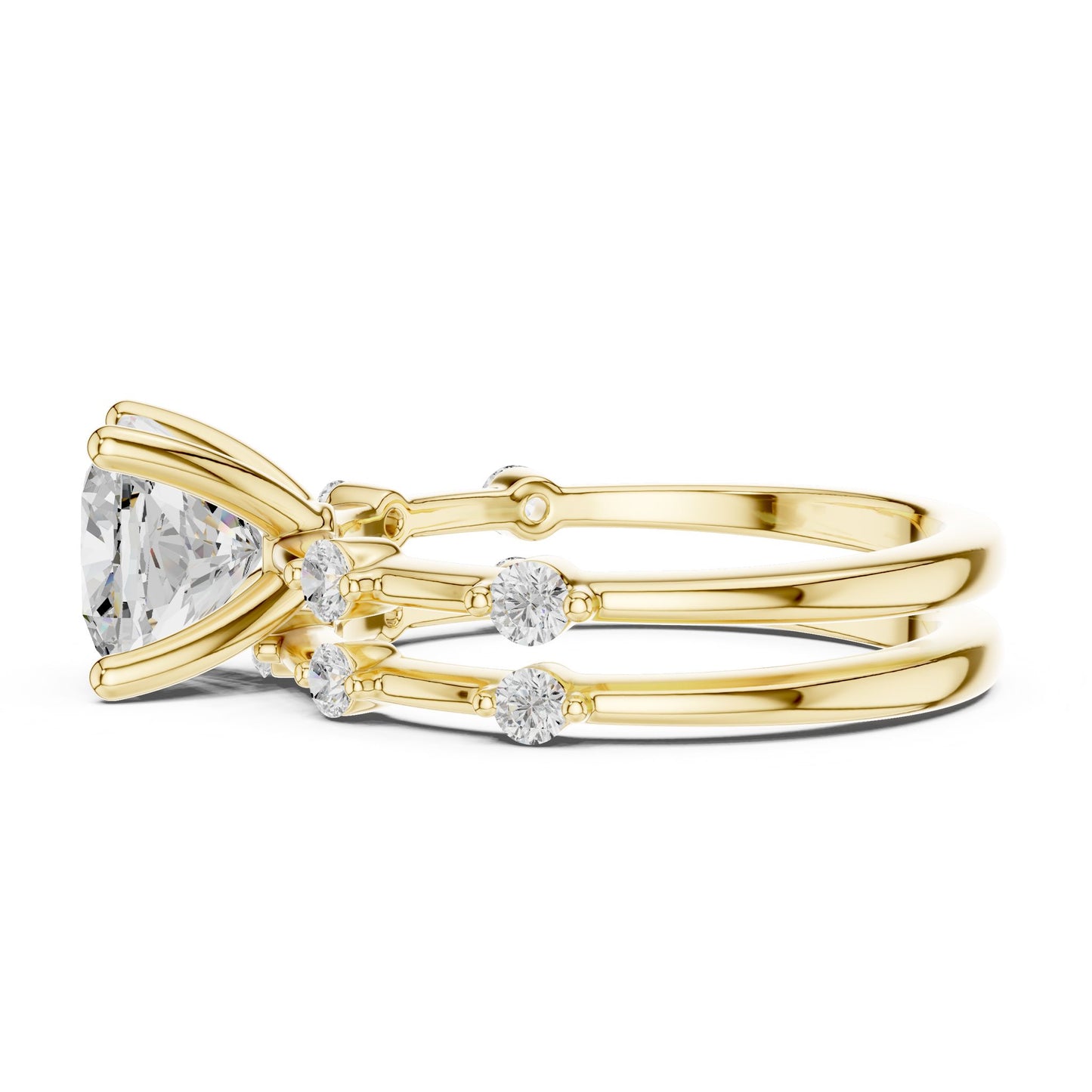 Cushion Lab Grown Diamond Side-Stone Engagement Ring