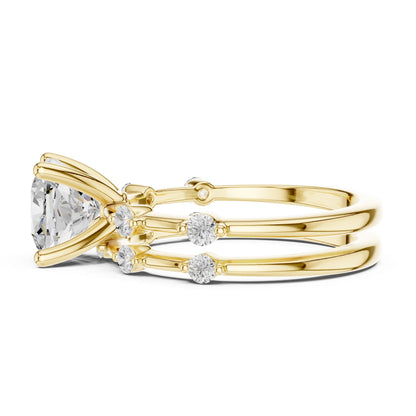 Cushion Lab Grown Diamond Side-Stone Engagement Ring