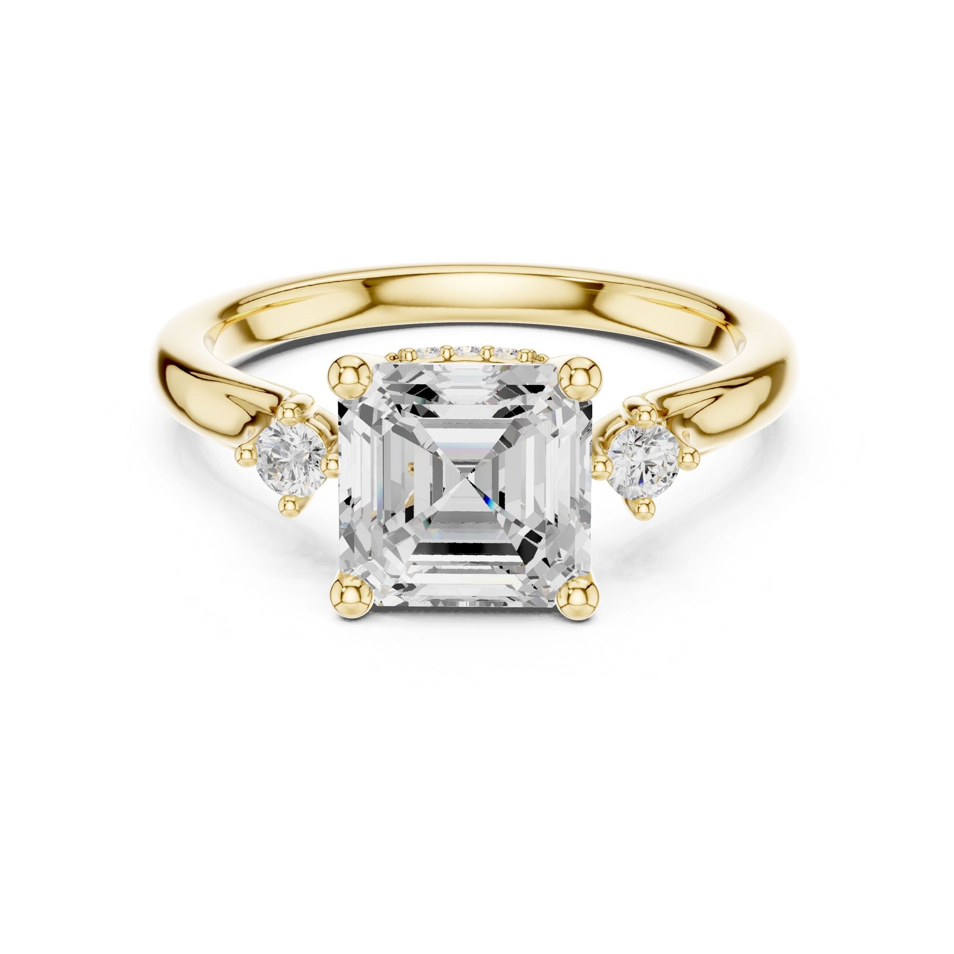 Cushion Lab Grown Diamond Side-Stone Engagement Ring