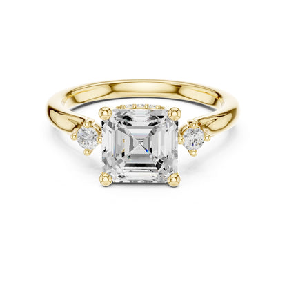 Cushion Lab Grown Diamond Side-Stone Engagement Ring