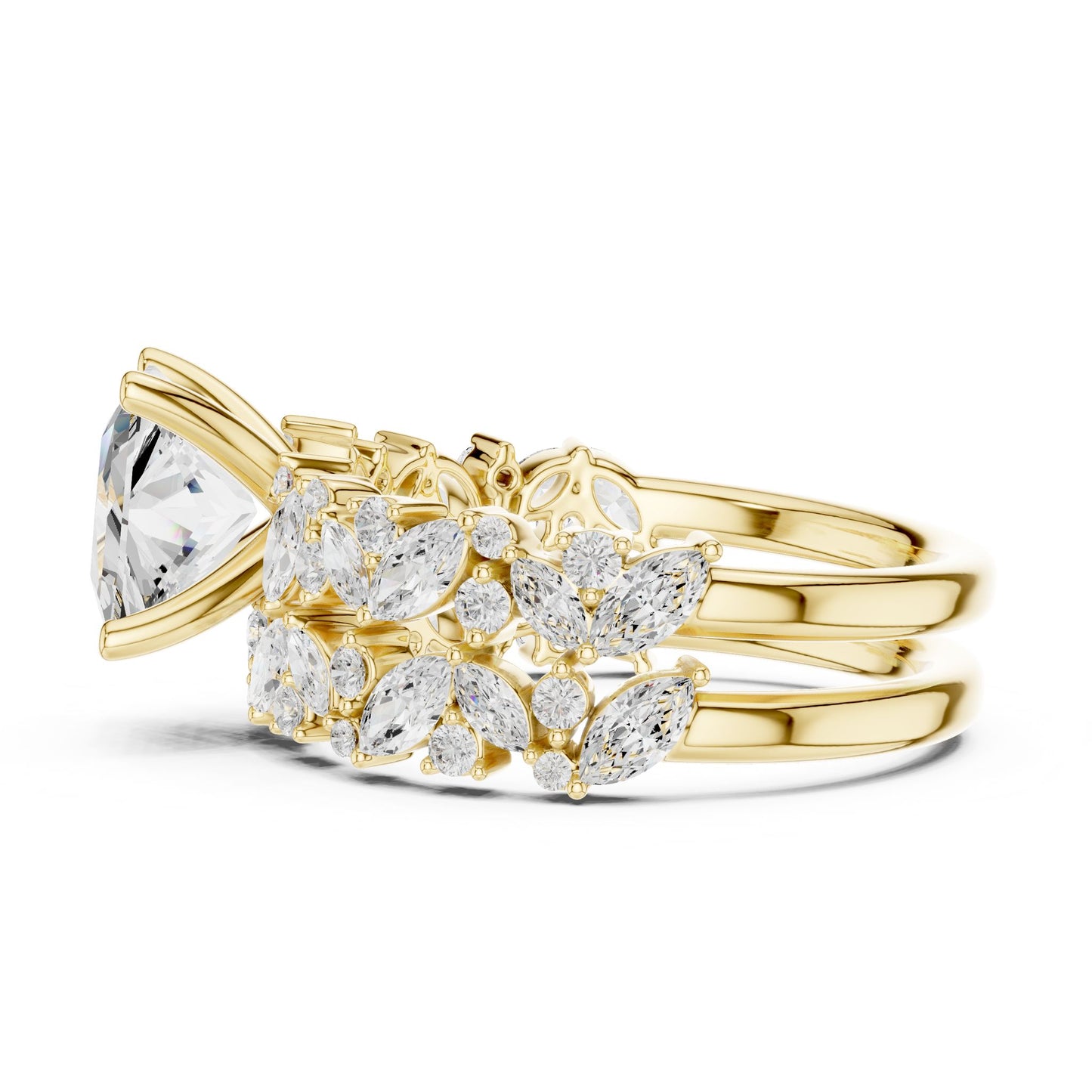 Cushion Lab Grown Diamond Side-Stone Engagement Ring