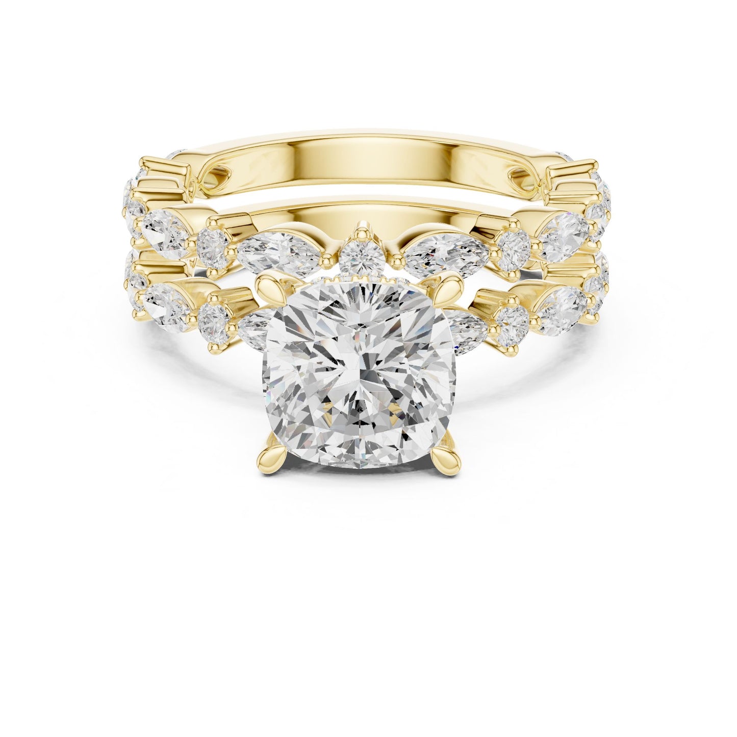 Cushion Lab Grown Diamond Side-Stone Engagement Ring